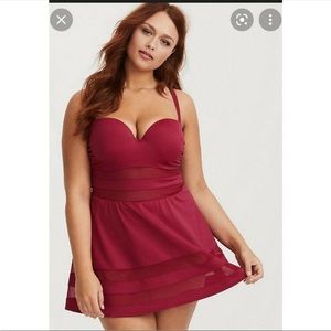 Torrid swim dress, NWT. Wine color.